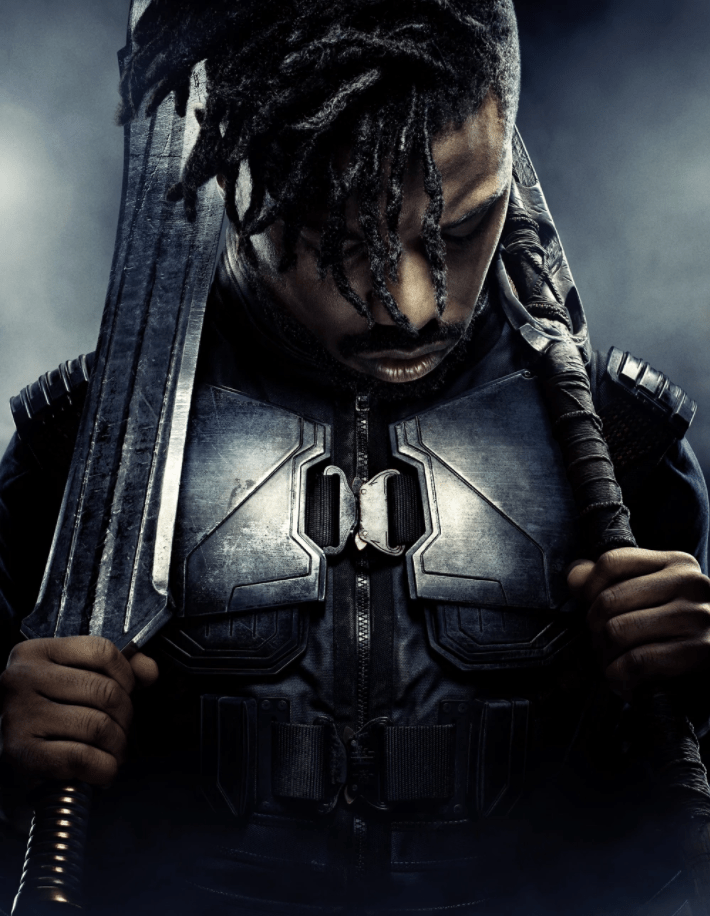 http://marvelcinematicuniverse.wikia.com/wiki/Erik_Killmonger?file=Black_Panther_Textless_Character_Poster_03.jpg